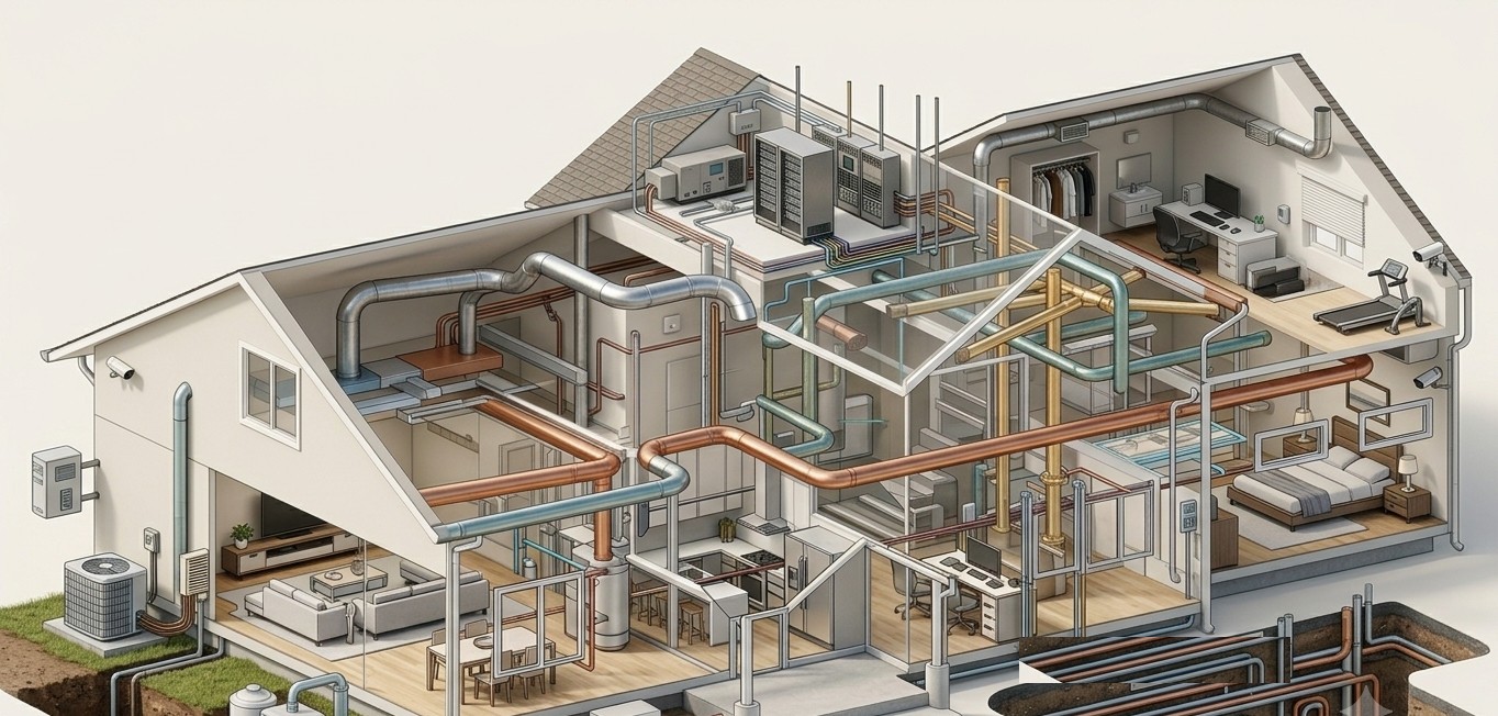Ductwork installed in an attic