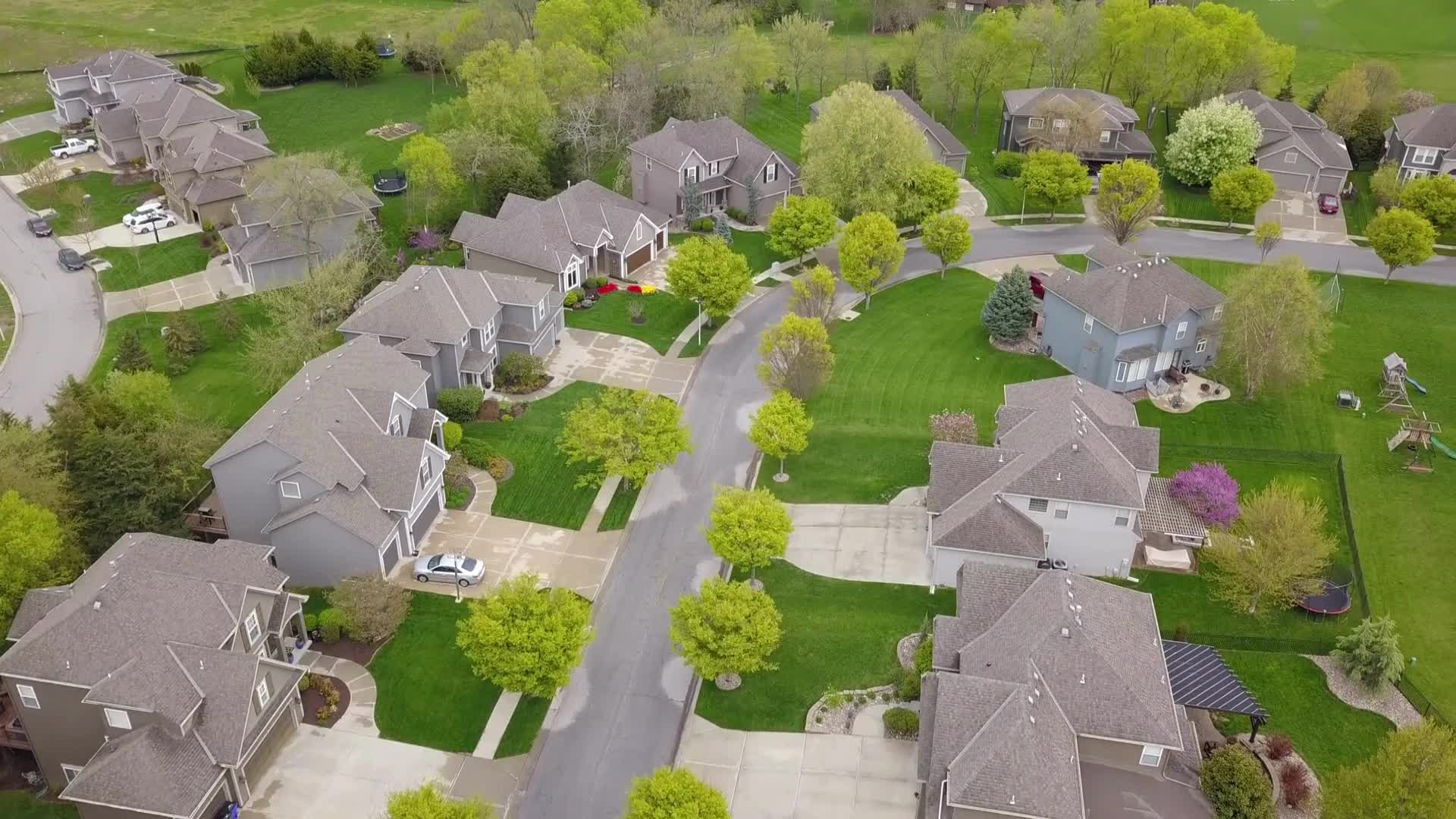 Aerial view of a new home community under construction